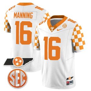 Peyton Manning Tennessee Volunteers Football Checkerboard White Stitched Jersey w/ SEC Patch