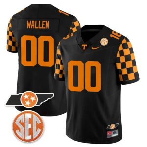 Morgan Wallen Tennessee Volunteers Football Checkerboard Black Stitched Jersey w/ SEC Patch