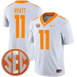 Jalin Hyatt Tennessee Volunteers Football White Away Game Stitched Jersey w/ SEC Patch