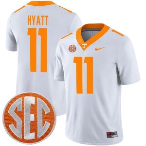 Jalin Hyatt Tennessee Volunteers Football White Away Game Stitched Jersey w/ SEC Patch