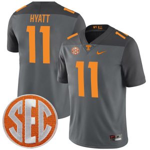 Jalin Hyatt Tennessee Volunteers Football Smokey Grey Alternate Game Stitched Jersey w/ SEC Patch