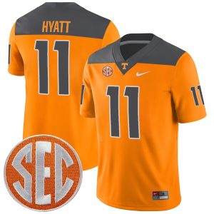 Jalin Hyatt Tennessee Volunteers Football Reverse Anthracite Stitched Jersey w/ SEC Patch