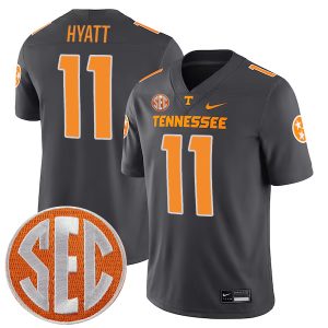 Jalin Hyatt Tennessee Volunteers Football Alternate Anthracite Stitched Jersey w/ SEC Patch
