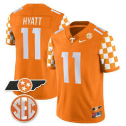 Jalin Hyatt Tennessee Volunteers Football Checkerboard Orange Stitched Jersey w/ SEC Patch