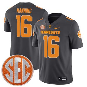 Peyton Manning Tennessee Volunteers Football Alternate Anthracite Stitched Jersey w/ SEC Patch