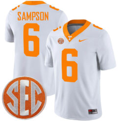 Dylan Sampson Tennessee Volunteers Football White Game Stitched Jersey w/ SEC Patch