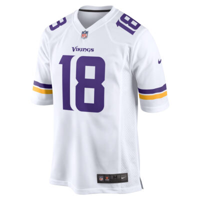 Alternative view of Justin Jefferson Minnesota Vikings White Away Game Jersey - All Stitched