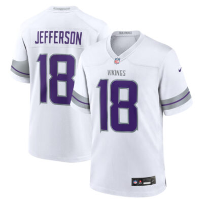 Justin Jefferson Minnesota Vikings White Winter Classic Warrior Game Jersey - All Stitched
