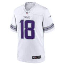 Alternative view of Justin Jefferson Minnesota Vikings White Winter Classic Warrior Game Jersey - All Stitched