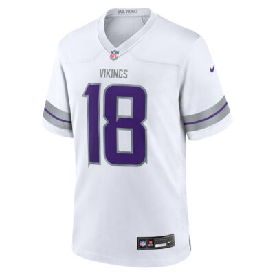 Alternative view of Justin Jefferson Minnesota Vikings White Winter Classic Warrior Game Jersey - All Stitched