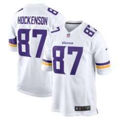 T.J. Hockenson Minnesota Vikings White Away Game Jersey - All Stitched