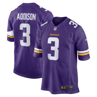 Jordan Addison Minnesota Vikings Purple Home Game Jersey - All Stitched