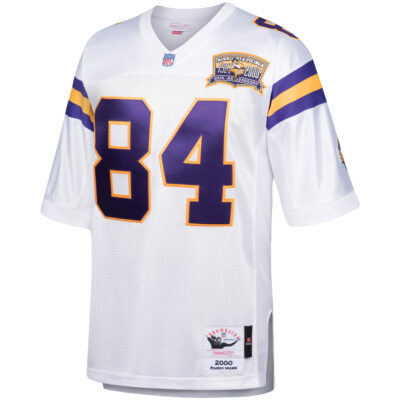 Alternative view of Randy Moss Minnesota Vikings White 2000 Throwback Jersey - All Stitched