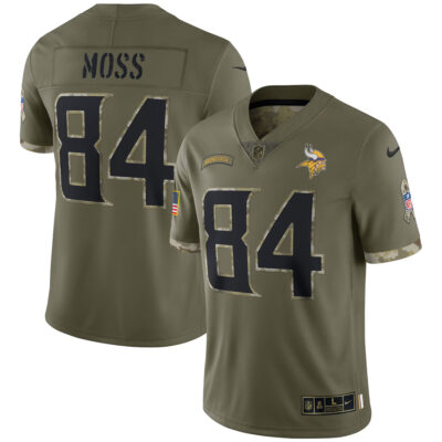 Randy Moss Minnesota Vikings Olive Salute To Service Limited Jersey - All Stitched