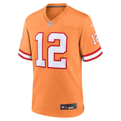 Alternative view of Tom Brady Tampa Bay Buccaneers Orange Throwback Game Jersey - All Stitched