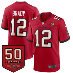 Tom Brady Tampa Bay Buccaneers 50th Season Red Home Game Jersey - All Stitched