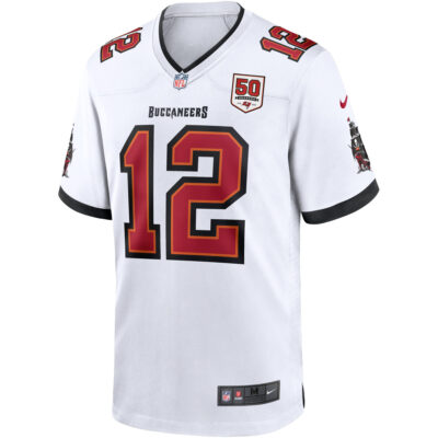 Alternative view of Tom Brady Tampa Bay Buccaneers 50th Season White Away Game Jersey - All Stitched