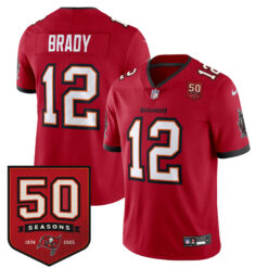 Tom Brady Tampa Bay Buccaneers 50th Season Red Home Vapor Limited Jersey - All Stitched