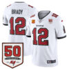 Tom Brady Tampa Bay Buccaneers 50th Season White Away Vapor Limited Jersey - All Stitched