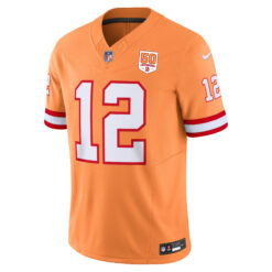 Alternative view of Tom Brady Tampa Bay Buccaneers 50th Season Orange Throwback Vapor F.U.S.E Limited Jersey - All Stitched
