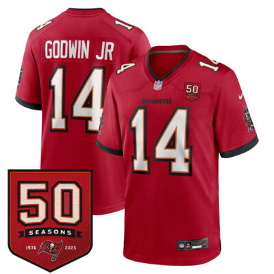 Chris Godwin Jr Tampa Bay Buccaneers 50th Season Red Home Game Jersey - All Stitched