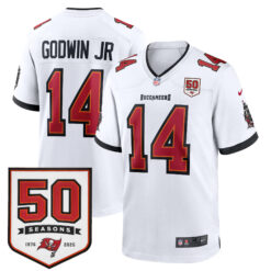 Chris Godwin Jr Tampa Bay Buccaneers 50th Season White Away Game Jersey - All Stitched