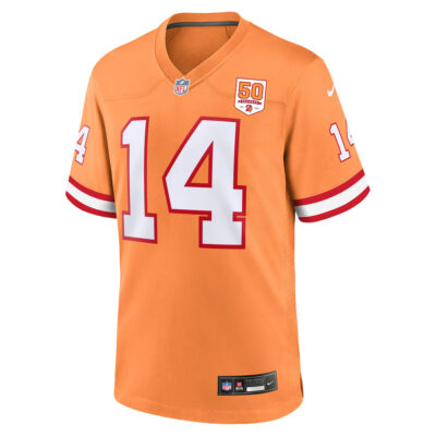 Alternative view of Chris Godwin Jr Tampa Bay Buccaneers 50th Season Orange Throwback Game Jersey - All Stitched