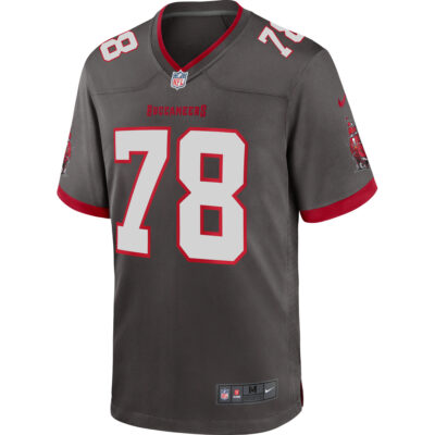 Alternative view of Tristan Wirfs Tampa Bay Buccaneers Pewter Alternate Game Jersey - All Stitched