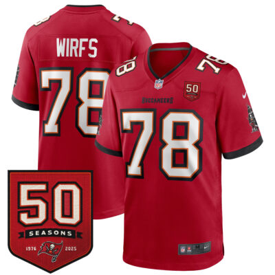 Tristan Wirfs Tampa Bay Buccaneers 50th Season Red Home Game Jersey - All Stitched