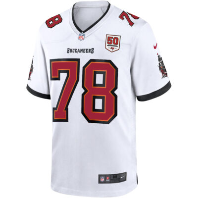 Alternative view of Tristan Wirfs Tampa Bay Buccaneers 50th Season White Away Game Jersey - All Stitched
