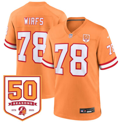 Tristan Wirfs Tampa Bay Buccaneers 50th Season Orange Alternate Game Jersey - All Stitched