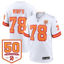 Tristan Wirfs Tampa Bay Buccaneers 50th Season White '76 Game Jersey - All Stitched