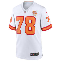 Alternative view of Tristan Wirfs Tampa Bay Buccaneers 50th Season White '76 Game Jersey - All Stitched