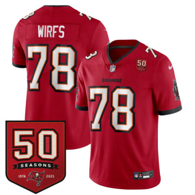 Tristan Wirfs Tampa Bay Buccaneers 50th Season Red Home Vapor Limited Jersey - All Stitched