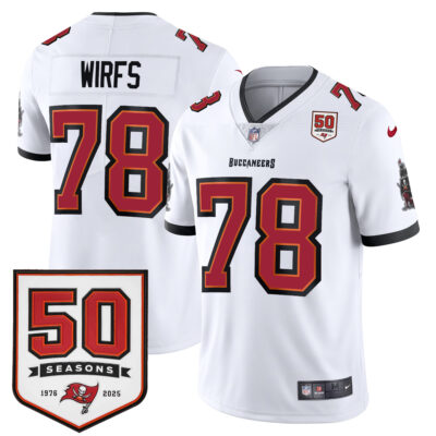 Tristan Wirfs Tampa Bay Buccaneers 50th Season White Away Vapor Limited Jersey - All Stitched