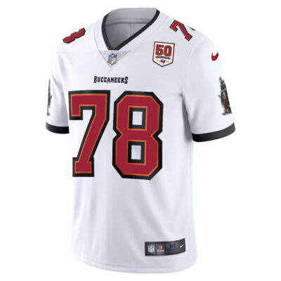 Alternative view of Tristan Wirfs Tampa Bay Buccaneers 50th Season White Away Vapor Limited Jersey - All Stitched