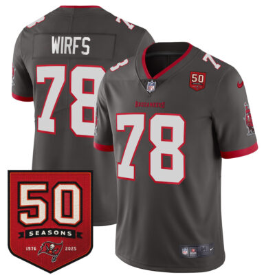 Tristan Wirfs Tampa Bay Buccaneers 50th Season Pewter Alternate Vapor Limited Jersey - All Stitched