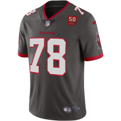 Alternative view of Tristan Wirfs Tampa Bay Buccaneers 50th Season Pewter Alternate Vapor Limited Jersey - All Stitched