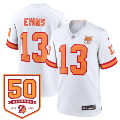 Mike Evans Tampa Bay Buccaneers 50th Season White '76 Game Jersey - All Stitched