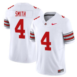 Jeremiah Smith Ohio State Buckeyes Football White Heritage Stripe Limited Jersey - All Stitched