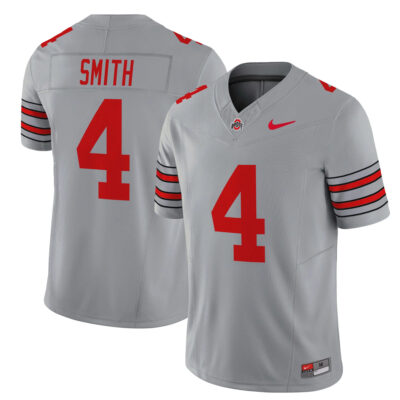Jeremiah Smith Ohio State Buckeyes Football Grey Heritage Stripe Limited Jersey - All Stitched