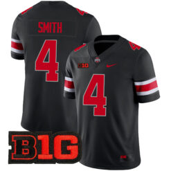 Jeremiah Smith Ohio State Buckeyes Football Black Game Jersey w/ B1G Patch - All Stitched
