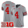 Jeremiah Smith Ohio State Buckeyes Football Grey Heritage Stripe Limited Jersey w/ B1G Patch - All Stitched