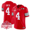 Jeremiah Smith Ohio State Buckeyes Football CFP National Champions Scarlet Heritage Stripe Limited Jersey - All Stitched