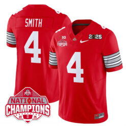 Jeremiah Smith Ohio State Buckeyes Football CFP National Champions Scarlet Heritage Stripe Limited Jersey - All Stitched