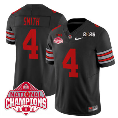 Jeremiah Smith Ohio State Buckeyes Football CFP National Champions Black Heritage Stripe Limited Jersey - All Stitched