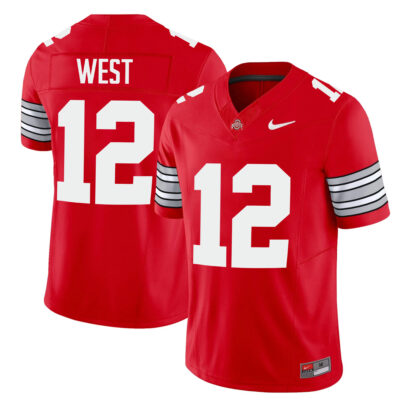 Bryce West Ohio State Buckeyes Football Scarlet Heritage Stripe Limited Jersey - All Stitched