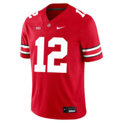 Alternative view of Bryce West Ohio State Buckeyes Football Scarlet Game Jersey w/ B1G Patch - All Stitched