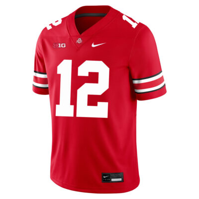 Alternative view of Bryce West Ohio State Buckeyes Football Scarlet Game Jersey w/ B1G Patch - All Stitched