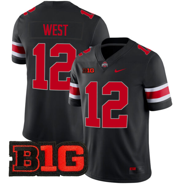 Bryce West Ohio State Buckeyes Football Black Game Jersey w/ B1G Patch - All Stitched